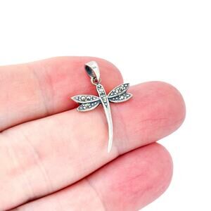 Vintage Sterling Silver 925 | Marcasite Dragonfly Pendant